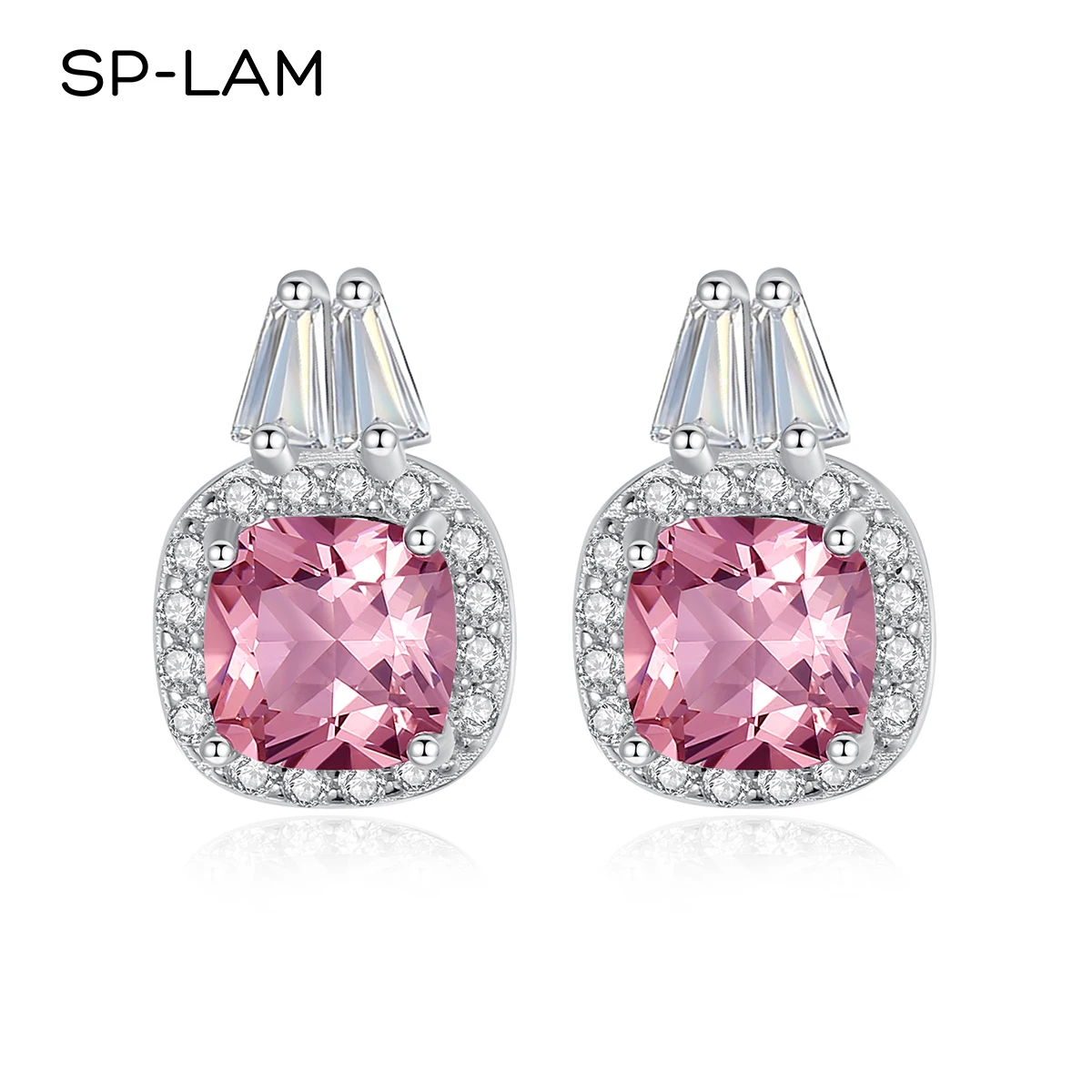 

Morganite Pink Stud Earrings Cute 925 Sterling Silver Aesthetic Crystal Stone Earring For Girls Dainty Female Jewelry Gift