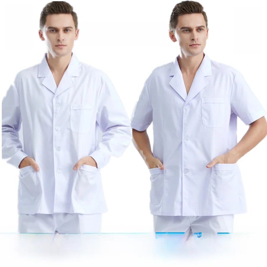 

plus Size Mens White Lab Coat Short Sleeve Half Sleeve Long Sleeve Separate Work Uniforms Medical Healthcare Professional Attire