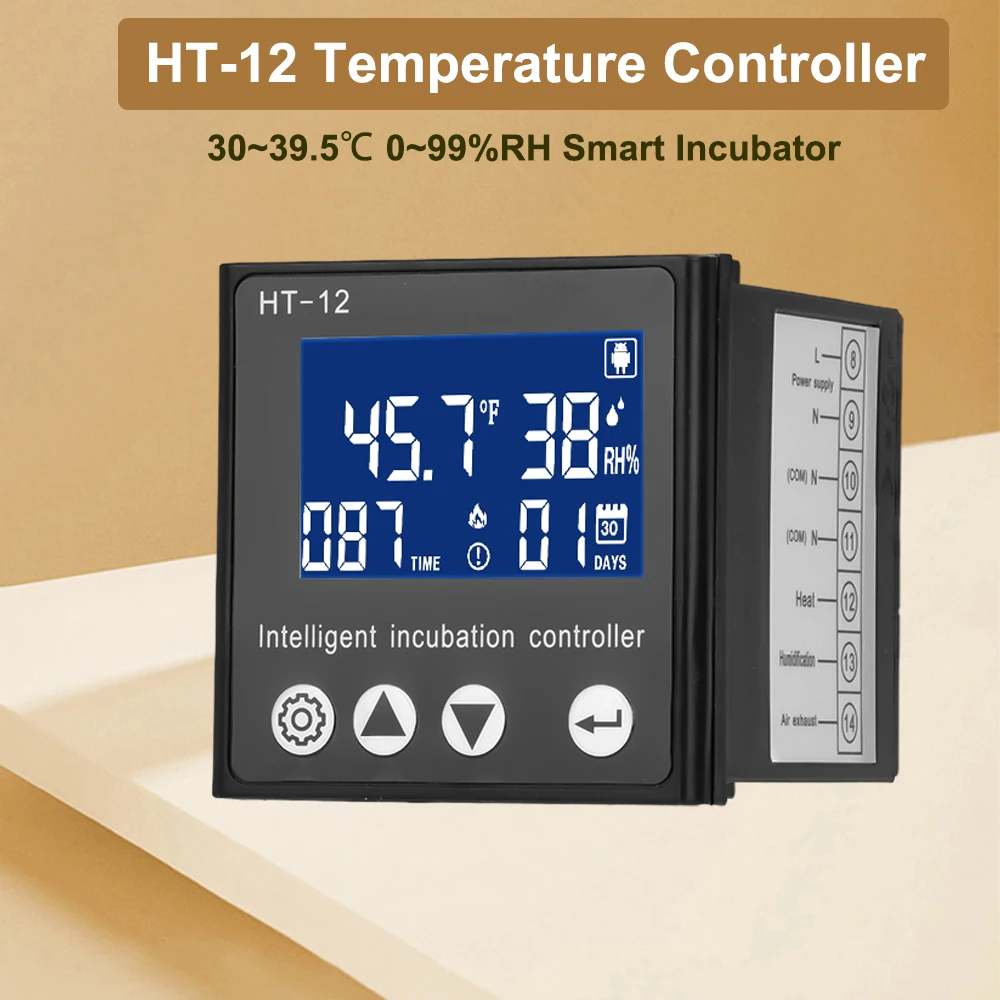 

AC 220V 30~39.5℃ HT-12 Temperature Controller Thermoregulator LCD Display Temperature and Humidity Controller Smart Incubator