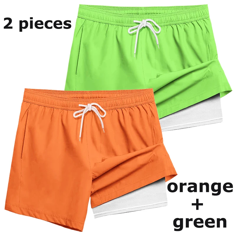Herren-Badehose mit Kompressionsfutter, Handytasche, Sommer, schnell trocknend, Boardshorts, Strandshorts, Bademode, Badeanzug, Badeanzüge
