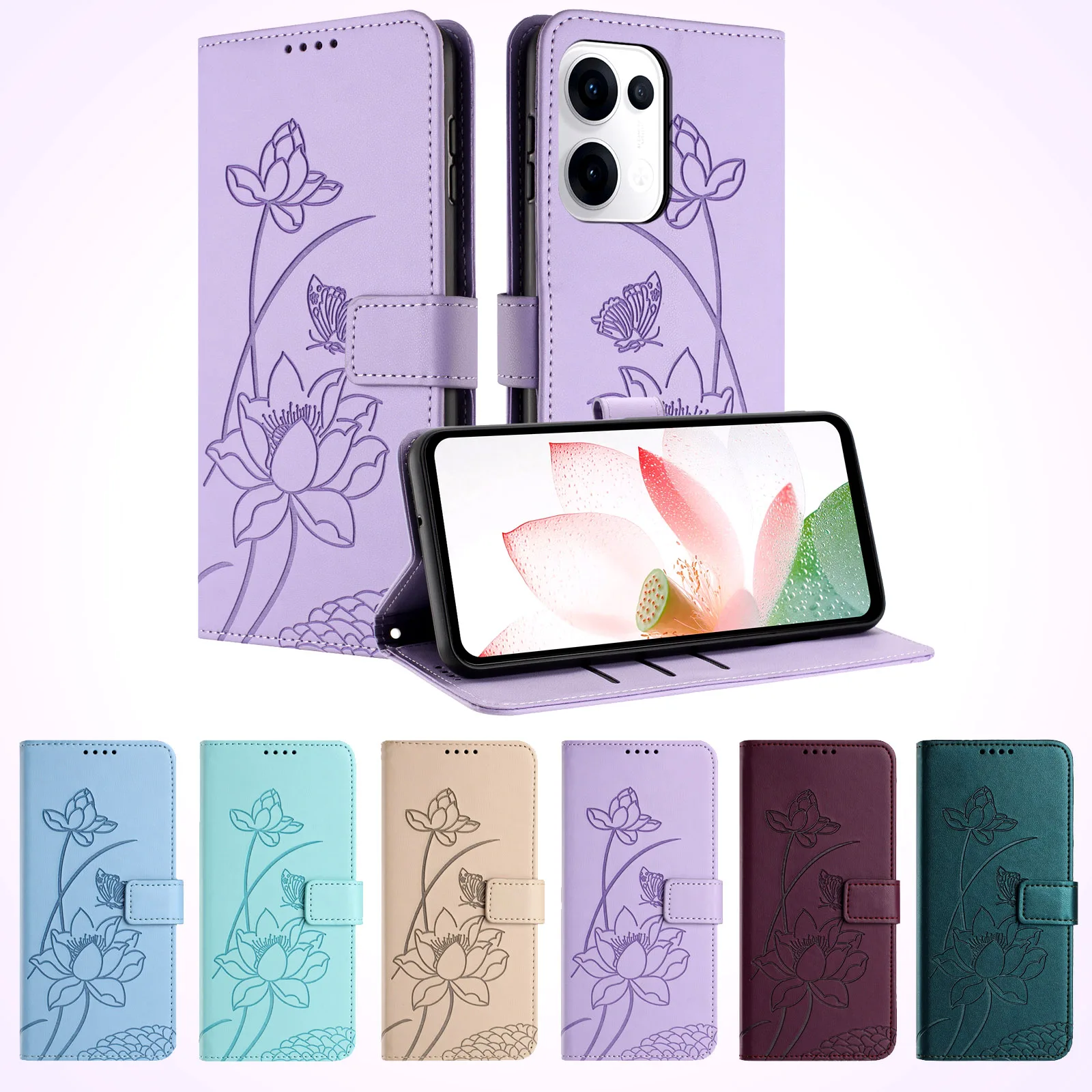 Blume Leder Telefon Brieftasche Fall Buch Für Oppo Reno 14F 13 12 11 Pro 5G A3 A5 A60 A79 A78 A58 A38 A57 A17 A94 A74 5G Flip-Cover