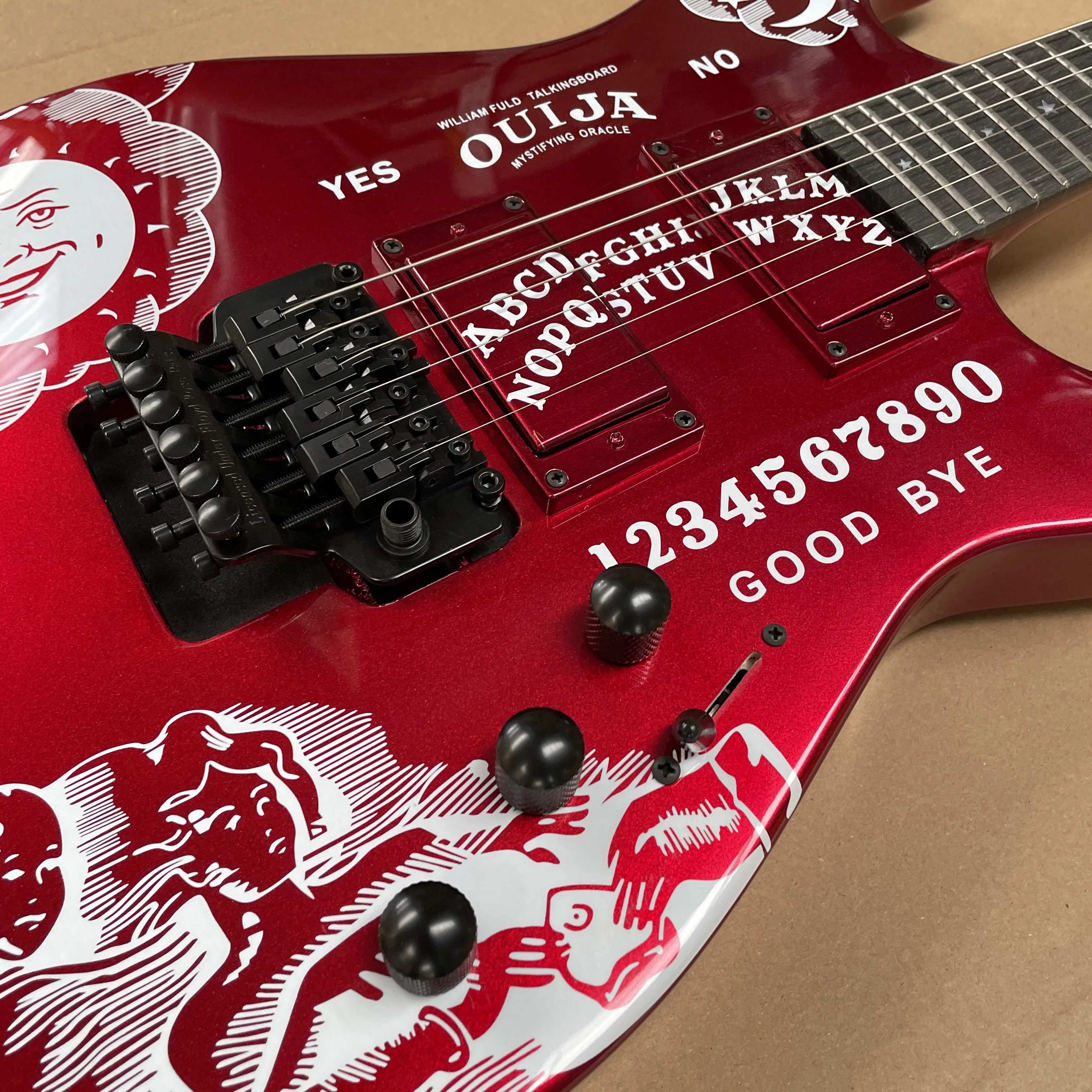 6-string red electric guitar with black hardware vibrato system, 3 Volume knobs guitars, high-quality stage performance guitarra