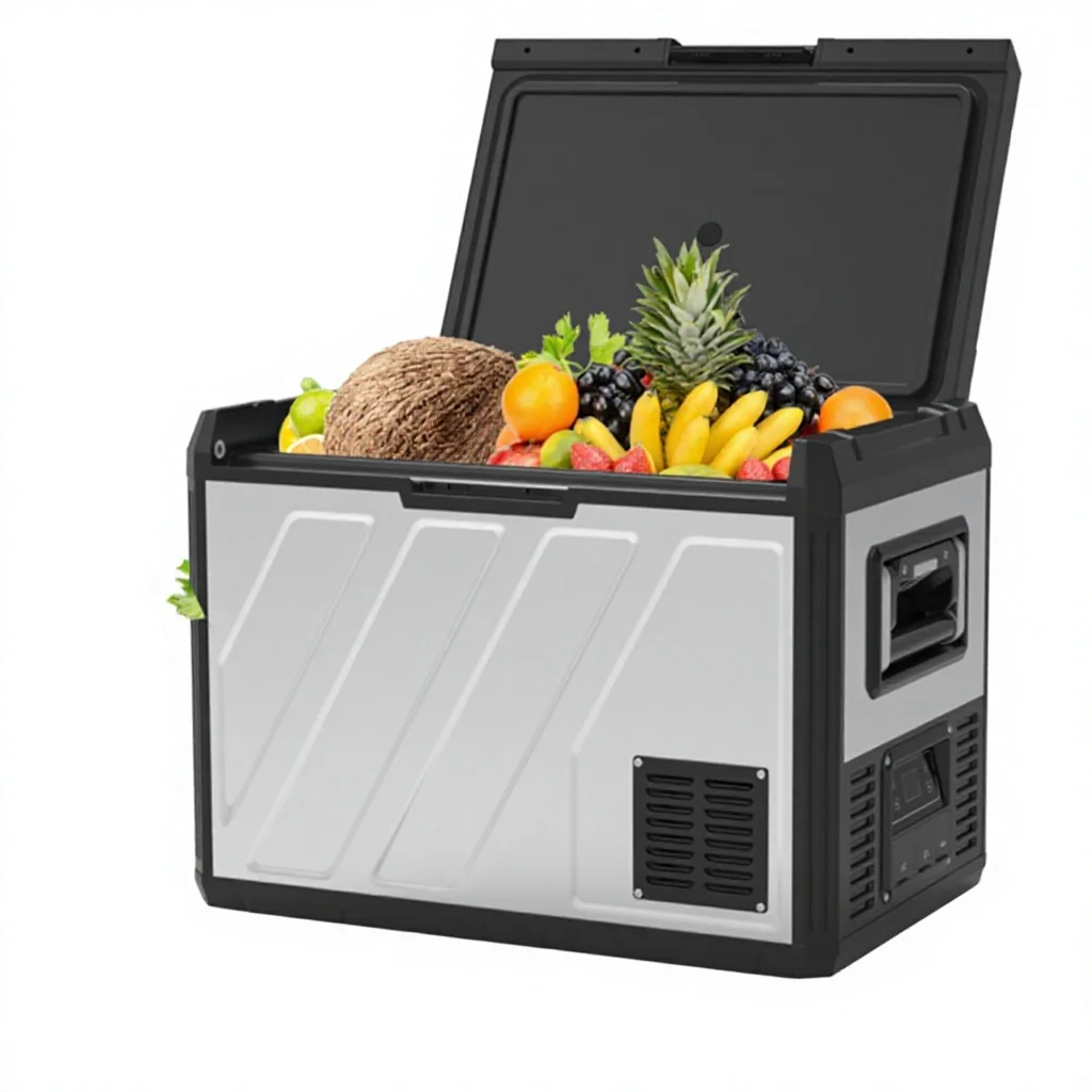 

For Caravan RV Electric Portable Car Fridge Freezer DC12V/24V 110-220V Indoor Use Metal 60L Compressor