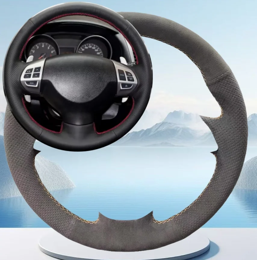 

Hand Sewn Suede Steering Wheel Cover For Mitsubishi Lancer X 10 Outlander ASX Pajero Sport 2006-2016 Car Interior Accessories