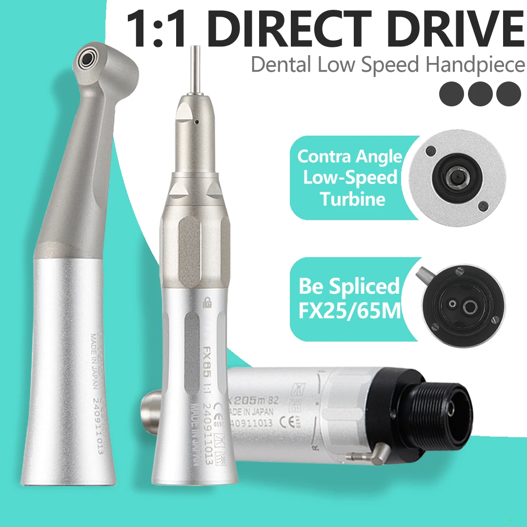 FX25 FX65 Dental 1:1 Direct Drive Contra Angle Low Speed Handpiece Mini Head Dentistry Against Contra Angle Polishing Tools