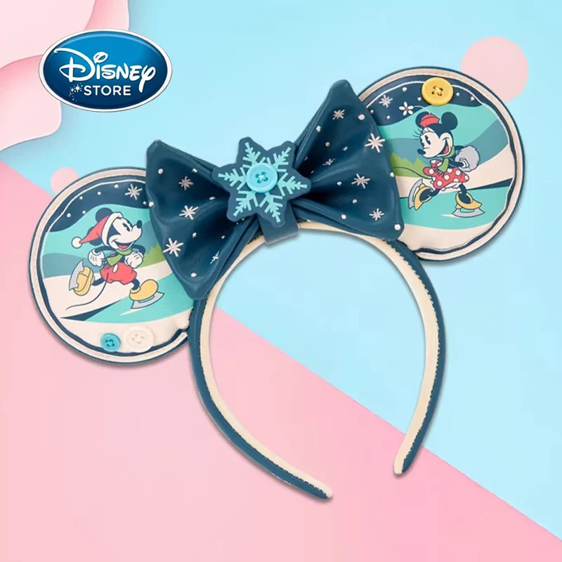 

Disney Mickey Minnie Ice Skating Ear Headband - Festive Winter Accessory With Snowflake Bow- Official Merchandise