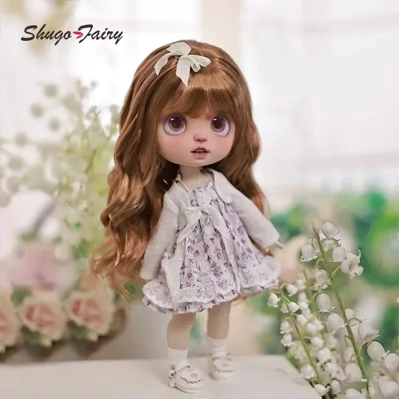 Lime BJD 인형 1/6 풀 세트, 맞춤형 Blythe QBaby 합창단, 빅 헤드 스타일 볼 조인트 인형, 핑크 파란색 가발 모자 옵션, Shugafairy