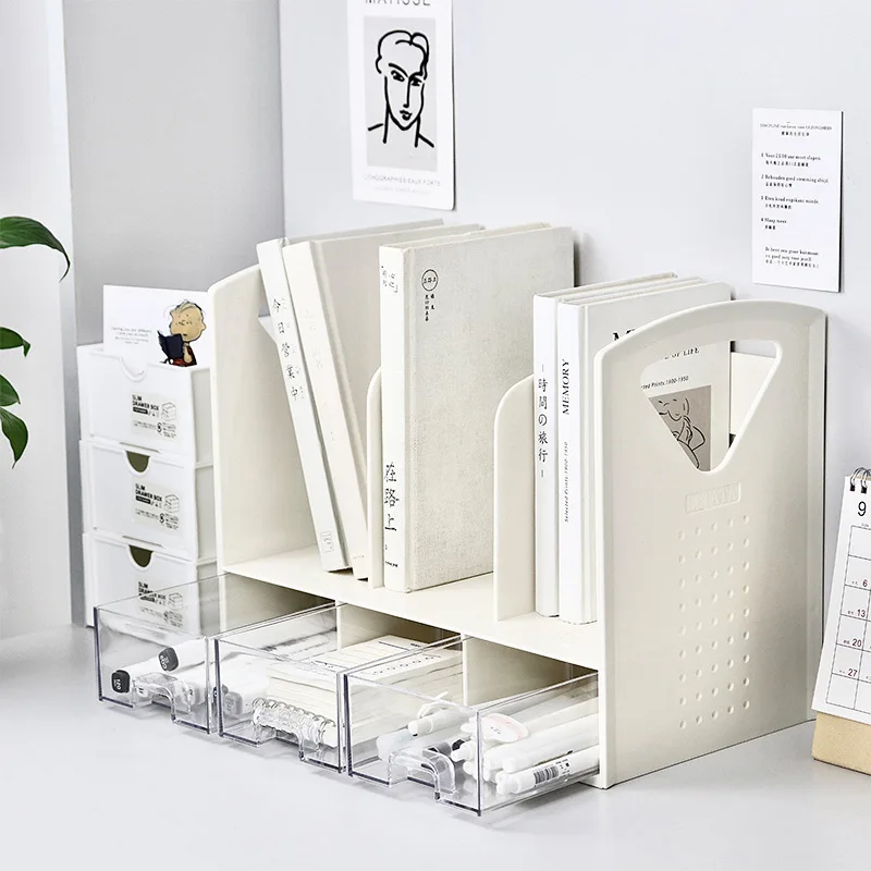 

Desktop Bookshelf With Drawers Minimalist Bookshelf Large Capacity Bookshelf School Office File Rack Organizer Desktop Bookshelf