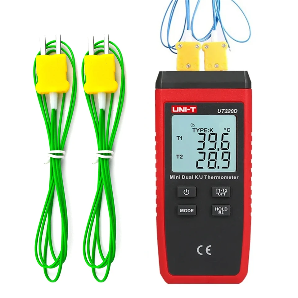 UNI-T UT320A UT320D Digital Thermometer Mini Dual Contact Thermocouple Type K/J High Temperature Measurement -50 1200