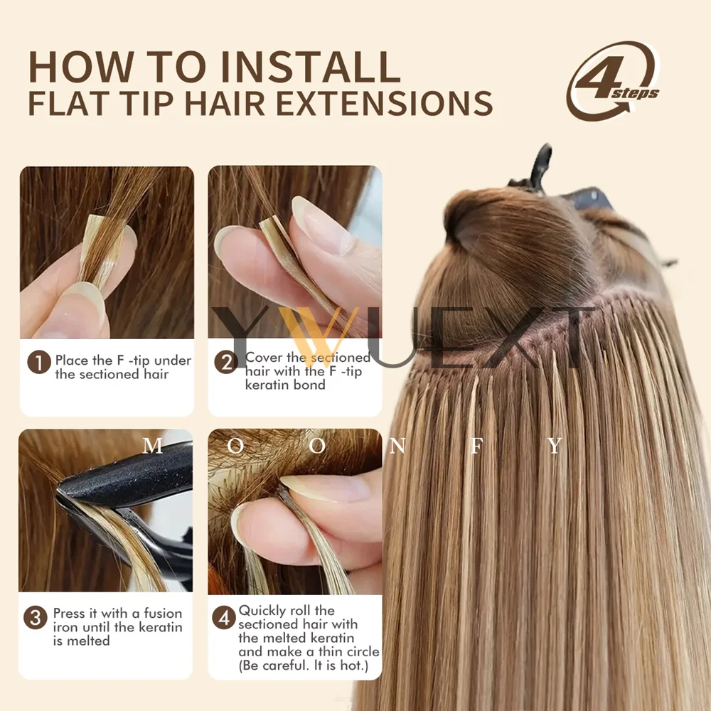 ストレートケラチンフラットチップ人毛エクステンションハニーブロンドフュージョン事前結合人毛 50 ピース/パックライト軽量薄い端