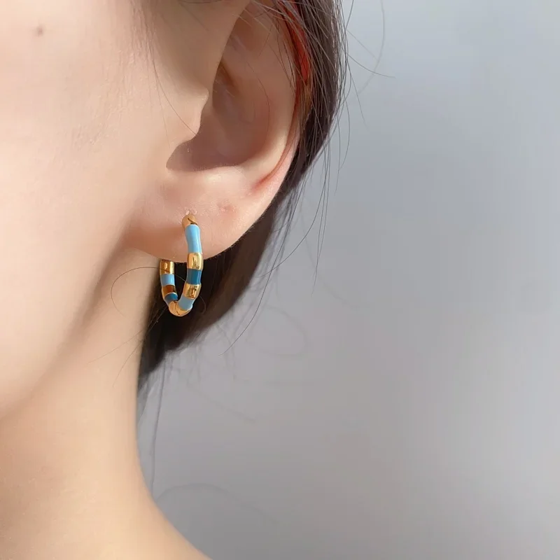 Trendy Jewelry Vintage Temperament Metal Colorful Hoop Earrings For Girl Women Party Gifts Sweet Design Ear Accessories