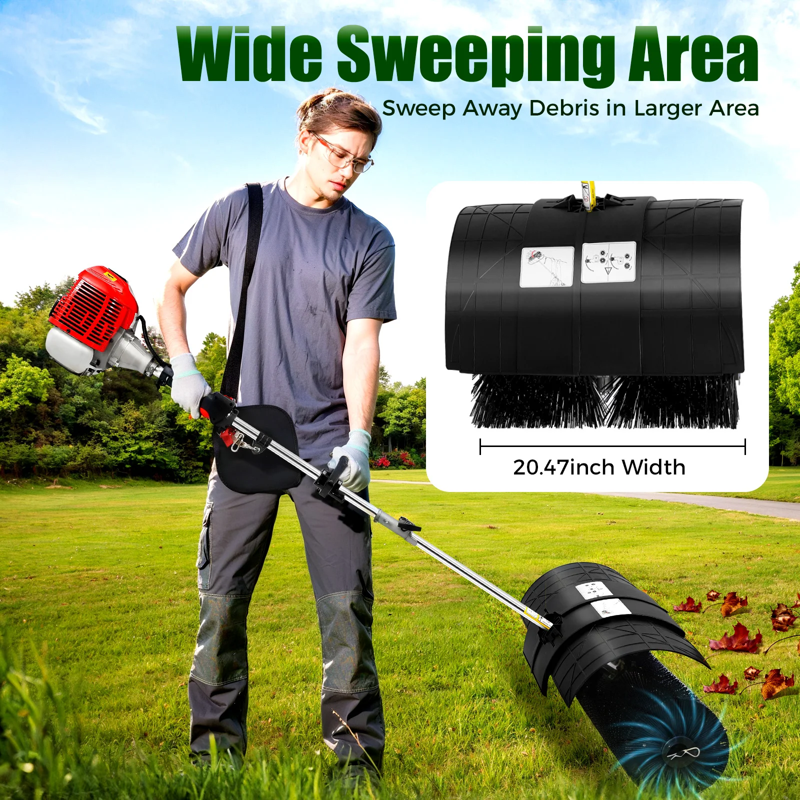 

52CC 1.7KW Hand Held Lawn Sweeper Artificial Grass Brush Gasoline Powered Broom Lawn Sweeper