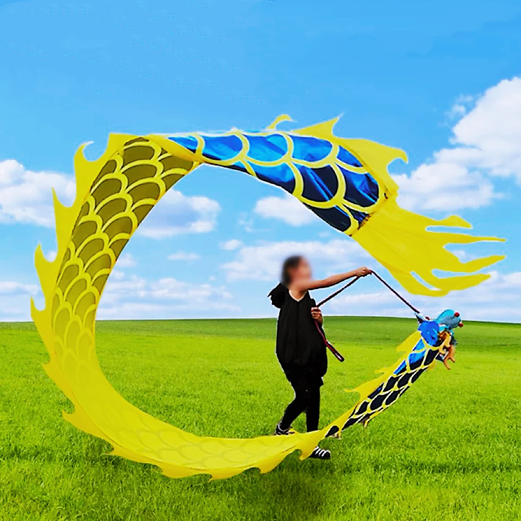 Picture 7: 16.5 Ft Lightweight 3D Dragon Poi, 5M Hot Stamped Golden Ribbon Streamer with Plastic Head, Outdoor Fitness Dance Stage Prop Set