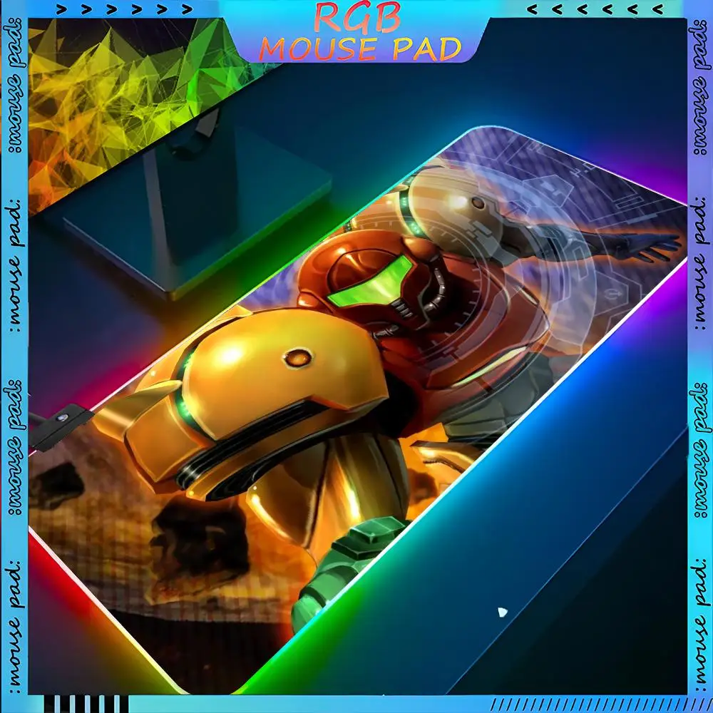 

M-Metroids коврик для мыши коврик для ноутбука игровой RGB аниме коврик для мыши с подсветкой геймерская девушка мультфильм настольные коврики настольный коврик