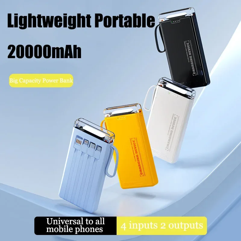 

Lightweight Portable Power Bank 20000mAh Large Capacity External Mobile Battery with LED Light Powerbank Universal for Phone