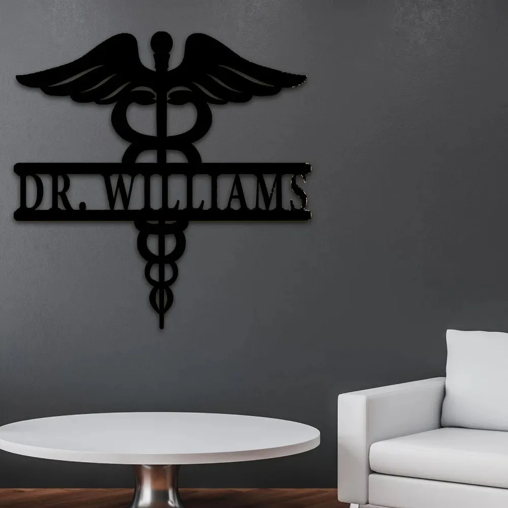 1pc 2D Flat Personalized Doctor Metal Wall Plaque Custom Surname Front Door Living Room Courtyard Hanging Wall Decor Only For De