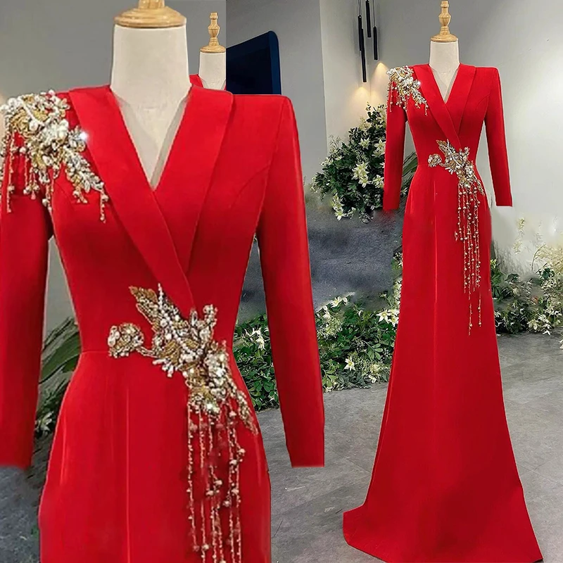 

Ele Long Red Evening Gown Women's New 2025 Luxury Sensation Performance Dr Ball Dr Wedding Par Celebration Dr