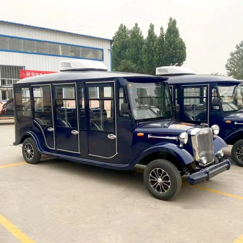 Resort Hotel Use 8 Passenger 11 Seater Utility Car Electric Golf Cart Vintage Electric Sightseeing Car with Door