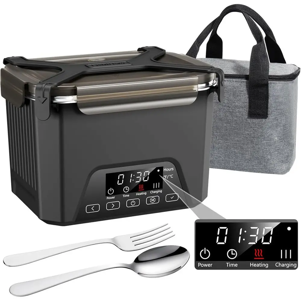 1.2L Electric Lunch Box Battery Powered with Automatic Heating, BPA Free, Meal Prep Friendly, Portable Food Warmer for Work, Con