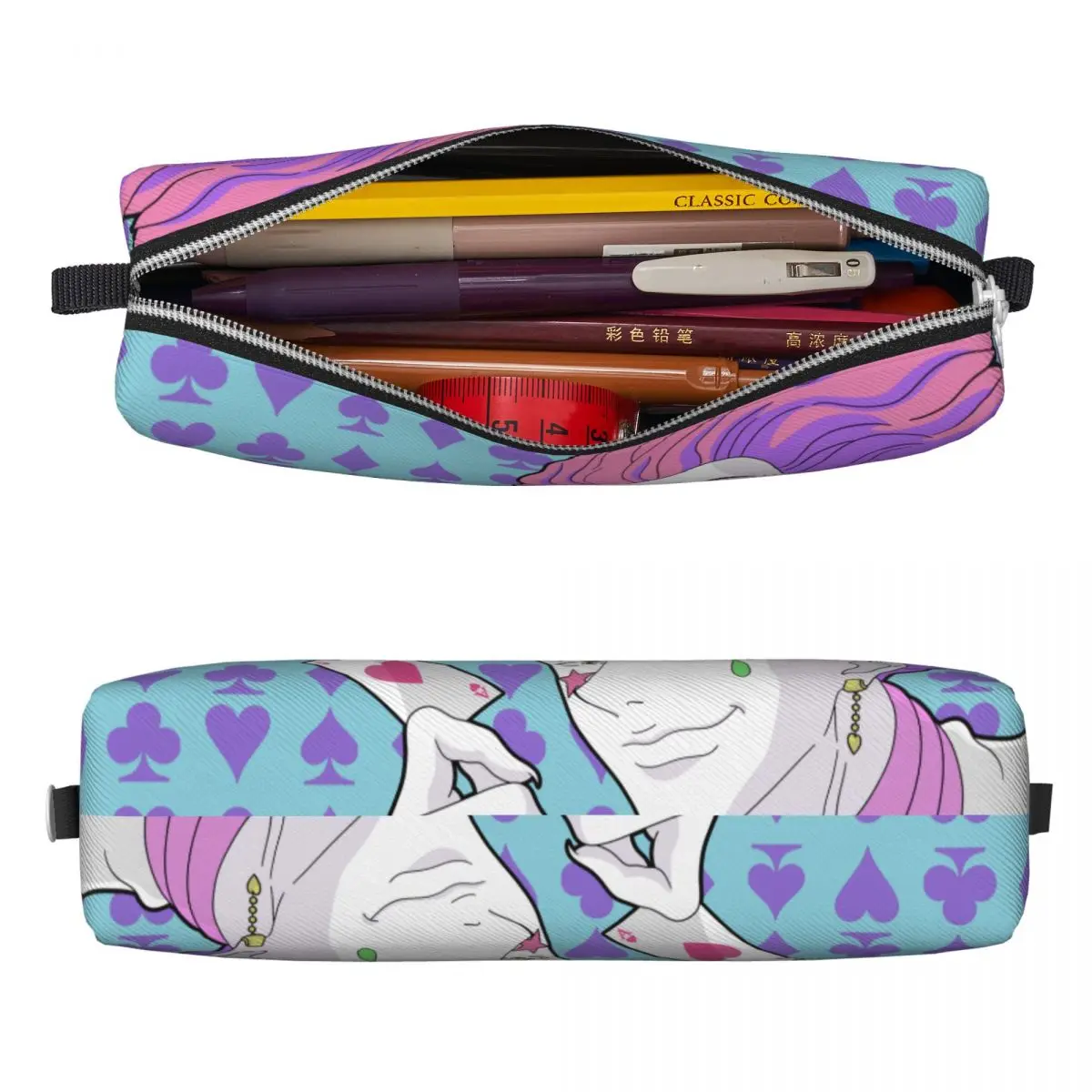 Imagem -02 - Hunter x Hunter Anime Lápis Cases Adorável Hisoka Caneta Titular Bolsas Grande Capacidade Material Escolar Lápis Zipper Meninas e Meninos