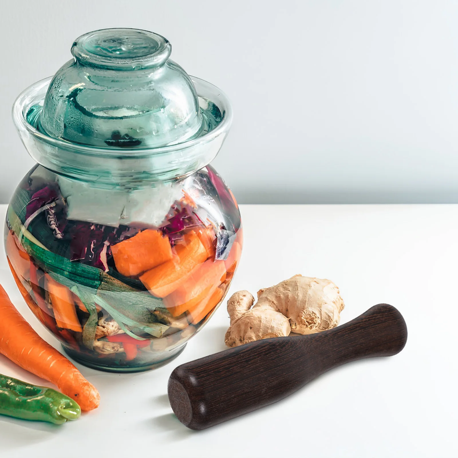 

1pc Fermentation Wooden Pickle Press Stick Natural Masher For Sauerkraut Garlic Grinding Tool Kitchen Pestle Fermentation