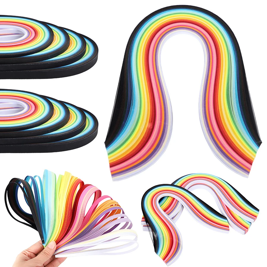 260-teiliges Regenbogen-Papier-Quilling-Streifenset, Blumen-Geschenkpapier für handgemachte Papierdekoration, Bastelarbeiten, DIY-Quilling-Werkzeuge