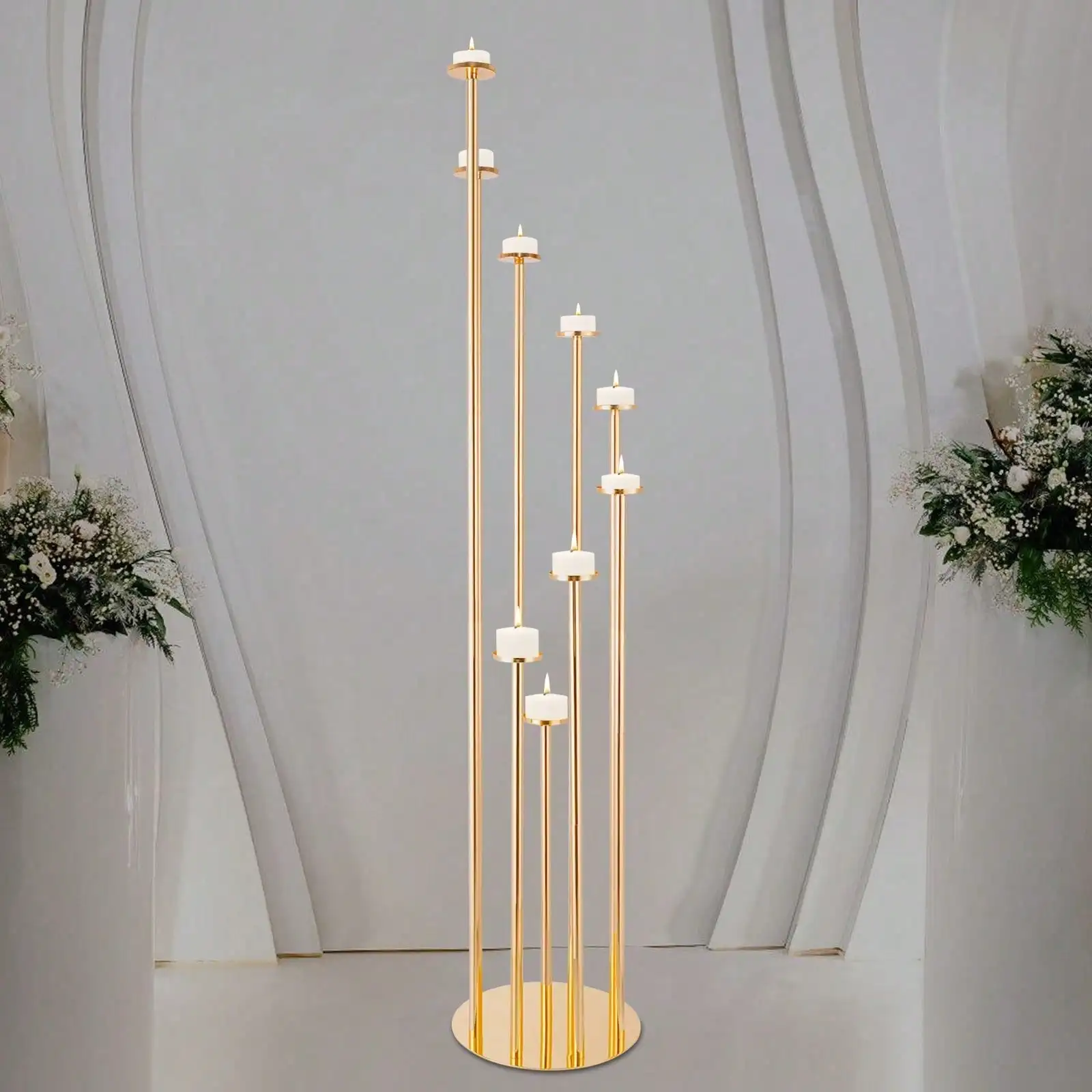 

Gold 9-Arm Candle Holder Romance for Wedding Decoration Festive Ceremonial
