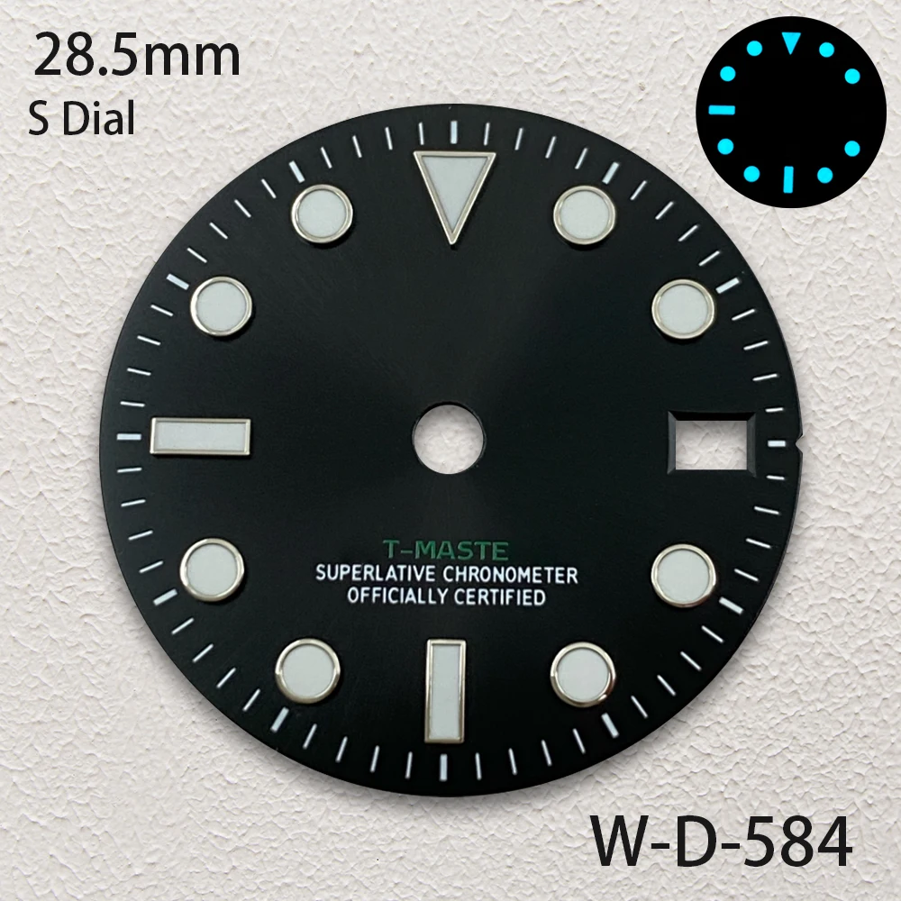 28.5mm Logo meteoryt GMT pokrętło pasuje do japońskiego ruchu NH34 lodowy blękit zegarek świetlny akcesoria do modyfikacji