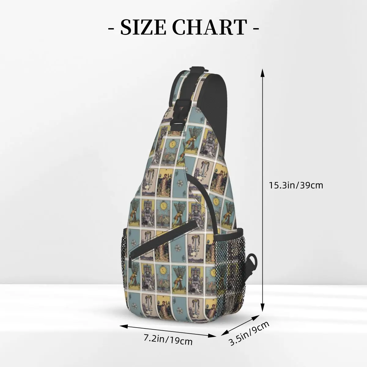 Okultystyczna karta tarota torba typu Crossbody Sling Bag wydrukowana torba na klatkę piersiowa plecak plecak na ramię czarownic na piesze wycieczki sportowe