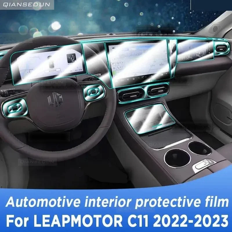 

For LEAPMOTOR C11 2022 2023 Gearbox Panel Navigation Screen Automotive Interior TPU Protective Film Anti-Scratch Accessories