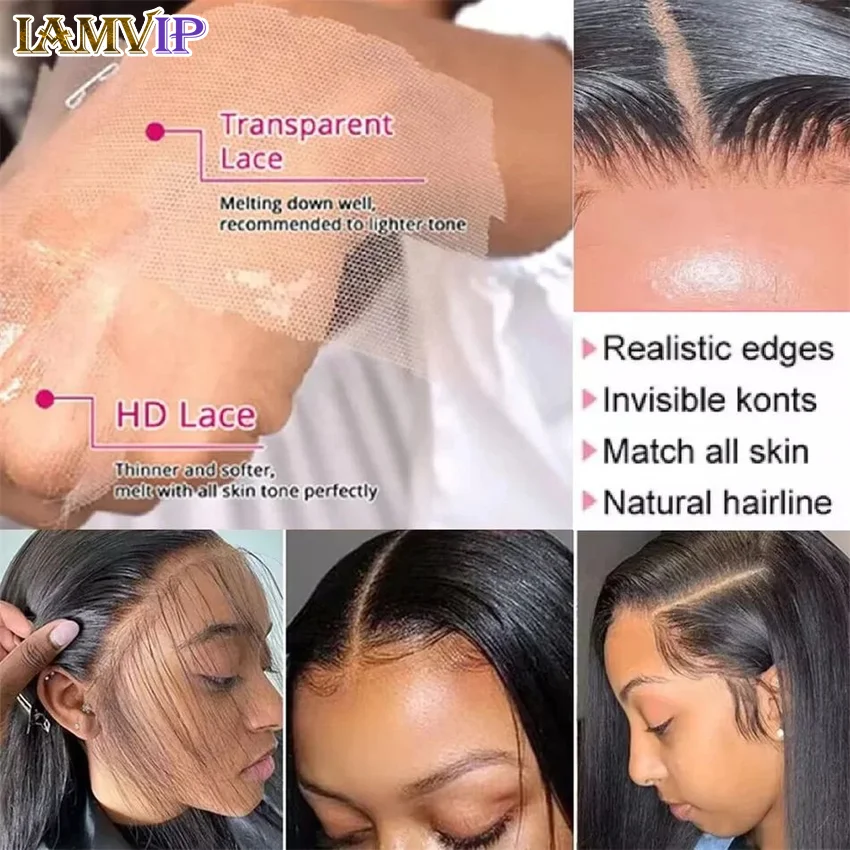 Perruque Full Lace Wig 360 naturelle brésilienne lisse, cheveux humains, HD, 16 26 pouces, pre-plucked, pour femmes africaines