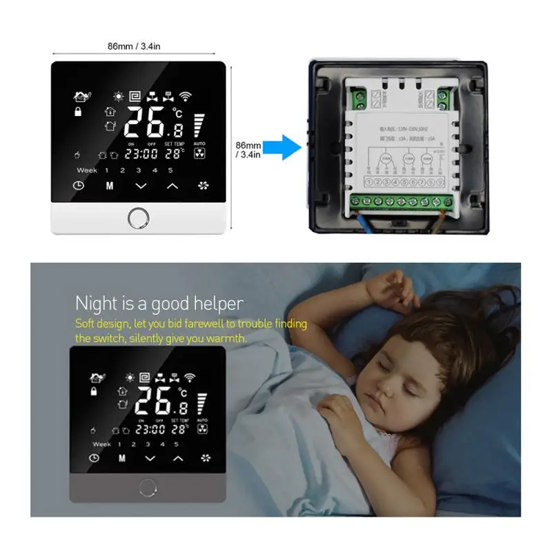 Tuya WiFi Centrale Airconditioner Thermostaat LCD Airconditioning Vloerverwarming Smart Controller Paneel