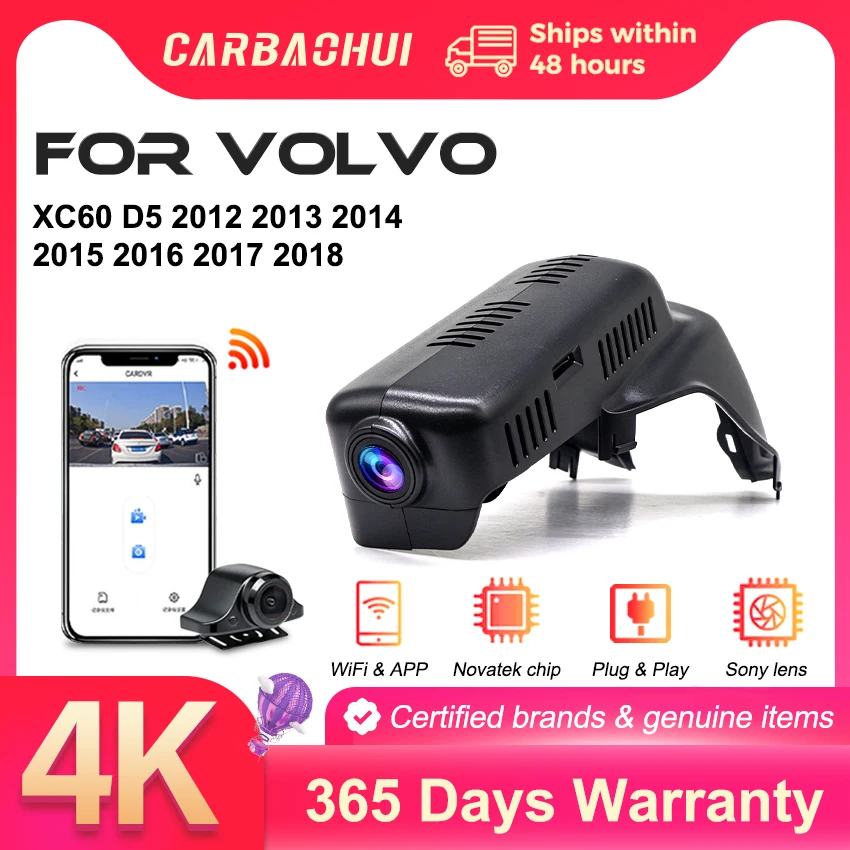 Easy to Install Car DVR Wifi Video Recorder 4K Dash Cam Camera For Volvo XC60 D5 2012 2013 2014 2015 2016 2017 2018 High Quality