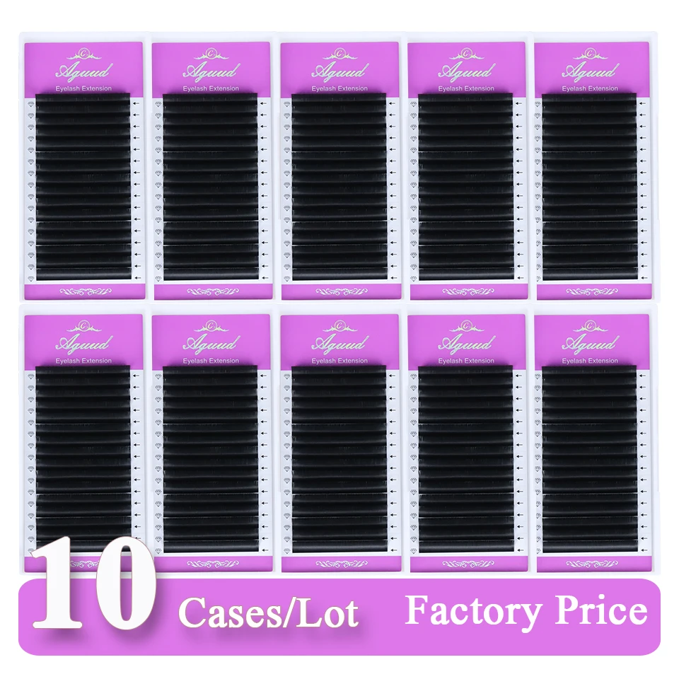 10 Cases/Lot Super Matte Black False Eyelashes Extension Soft Natural Cashmere Eyelash Premium Mega Volume Classic Lash Wholesal