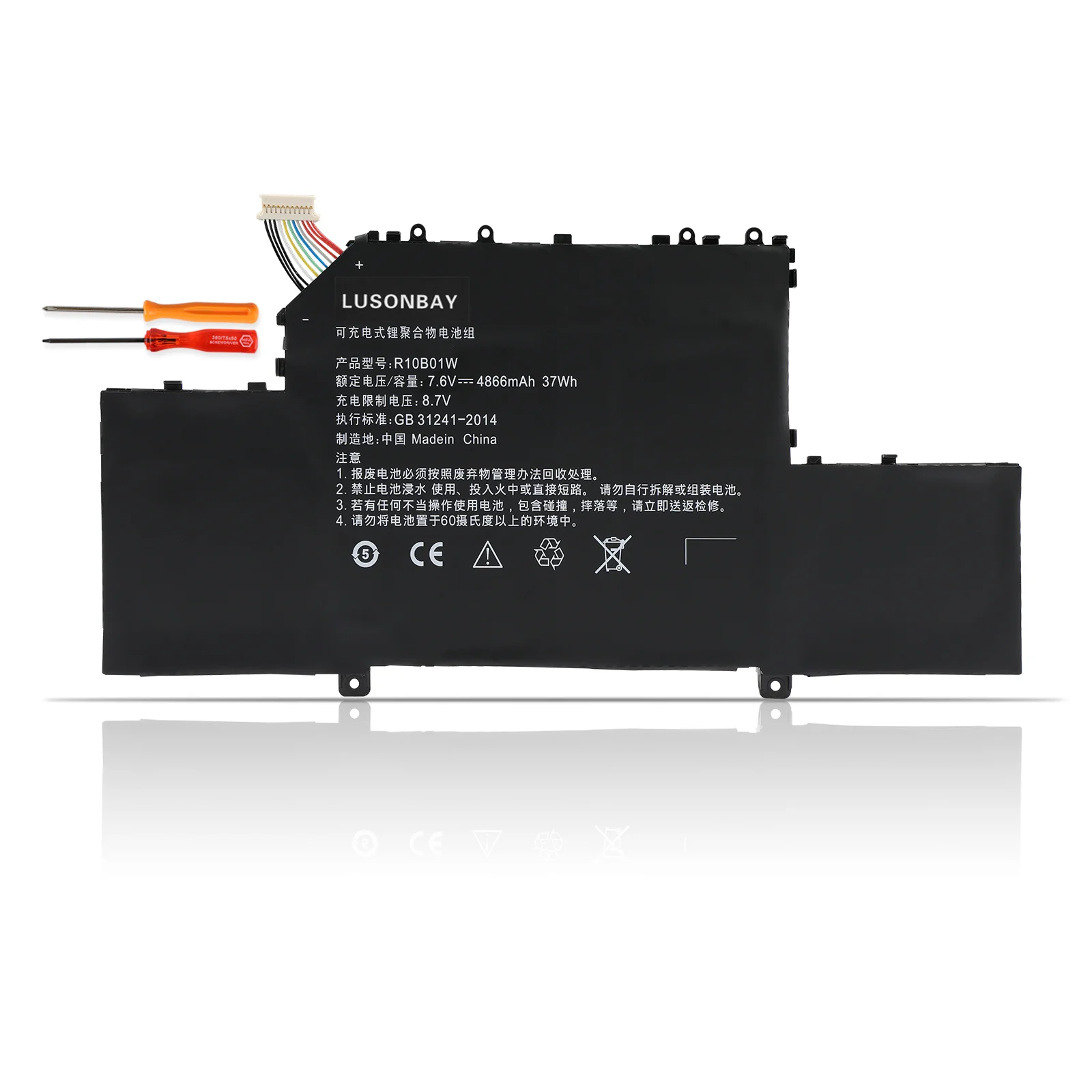 

LUSONBAY R10B01W Laptop Battery For Xiaomi Mi Air 12.5" 161201-01 161201-AA TM1607 Series Notebook R10BO1W 7.6V 4866mAh 37WH