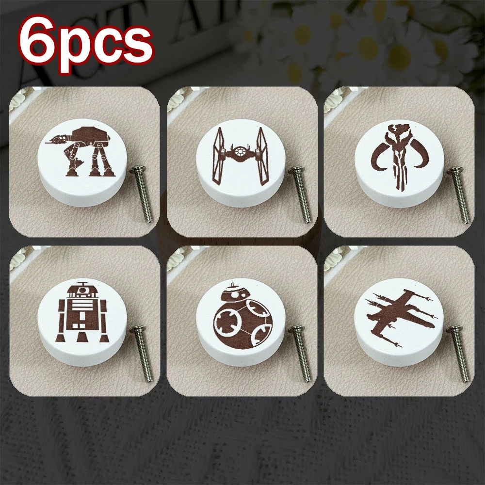 6 шт. крутая ручка выдвижного ящика Star Wars R2D2 деревянные Выгравированные ручки для шкафа Кухонная комната комод ручки детская мебель ручка 6 шт. крутая ручка выдвижного ящика Star Wars R2D2 деревянные Выгравированные ручки для шкафа Кухонная комната комод ручки детская мебель ручка