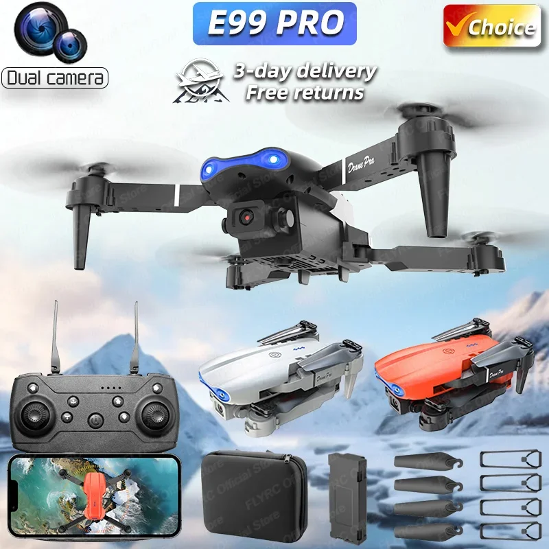 ​Foldable Mini E99Pro RC Helicopter with 5G WiFi FPV 4K Dual HD Camera Height Hold Wide Angle Professional Drone