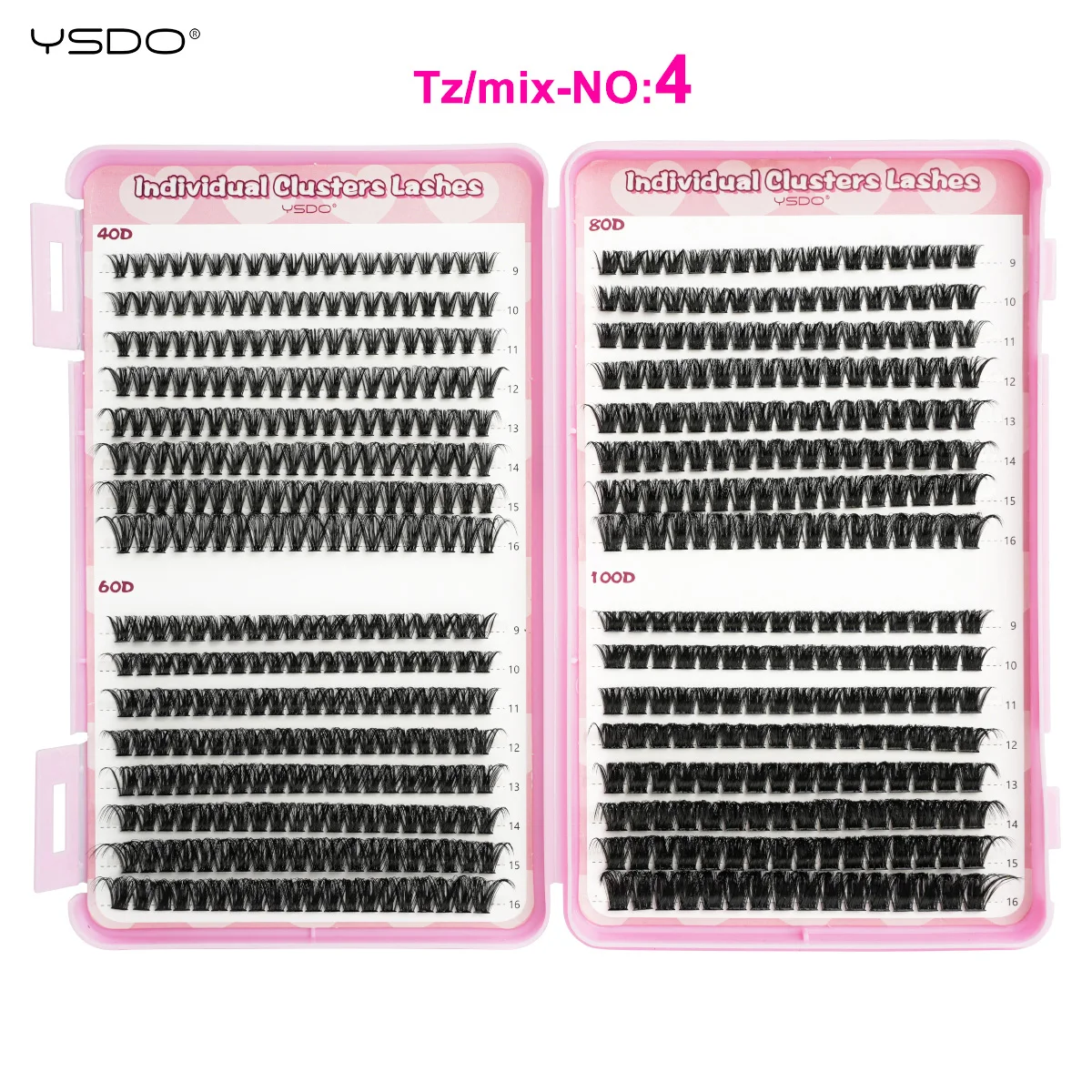 YSDO DIY Wimpernverlängerungsset 14/32P Einzelwimpern-Set Cluster D Curl 9-16mm Mix 30D-120D Wimperncluster mit Bindung und Dichtung – Detail 21