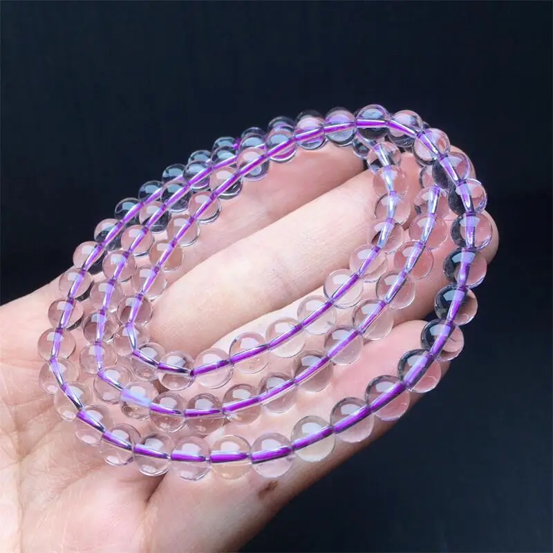 6MM Natural Amethyst Triple Circle Bracelet Crystal Yoga Reiki Healing Stretch Female Holiday Gift 1PCS