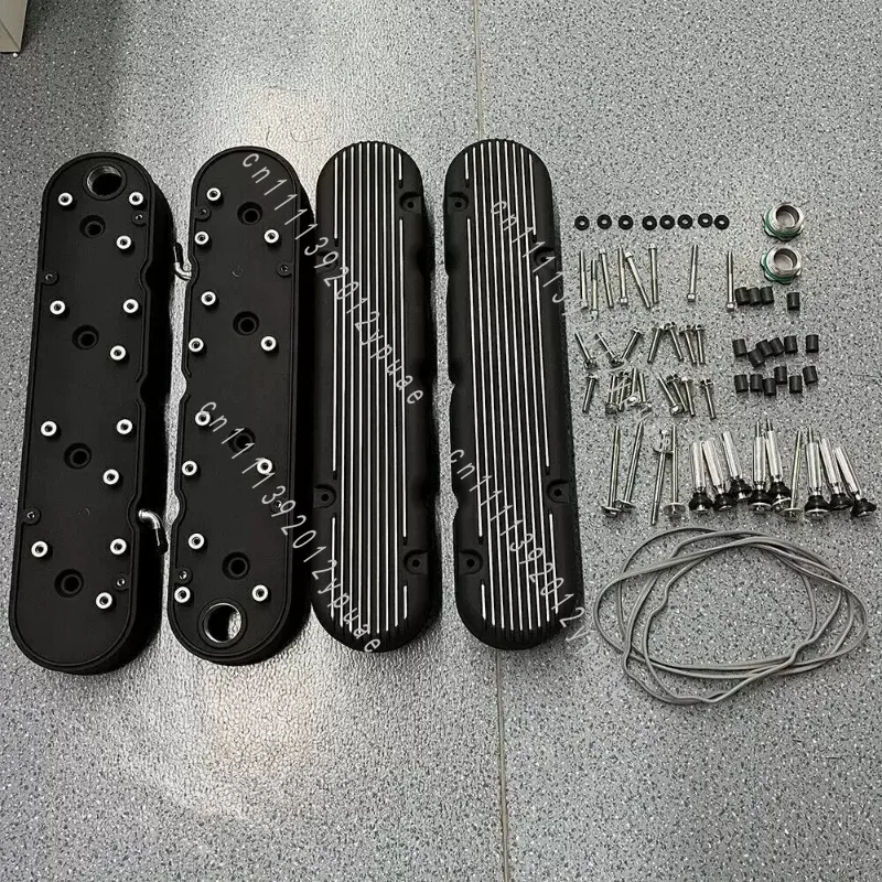 2-Piece Black Cast Aluminum Valve Cover, Auto Engine Replacement Parts for Modified Engine