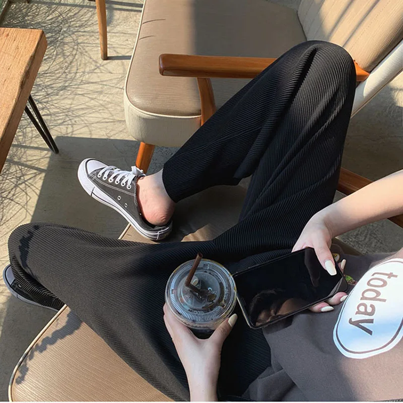 Sweat Pants Women Streetwear Oversized Wide Leg Pants Black Dark Blue Apricot M-L Baggy Joggers Korean Fashion Casual Trousers