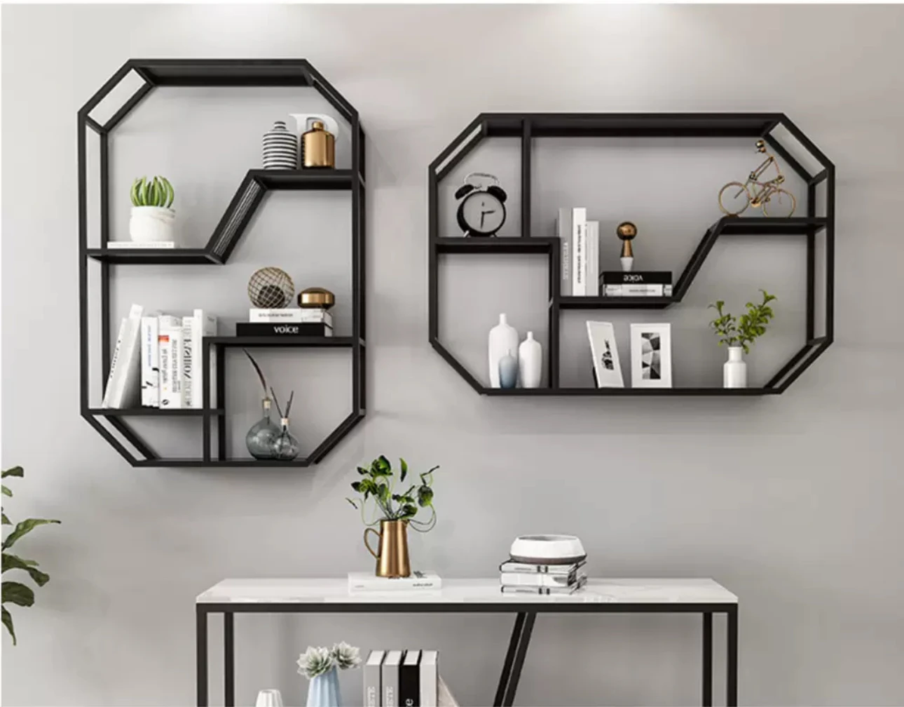 Nordic luxury wall shelf wall shelf creative wall decoration Plaid living room wine rack wall display rack