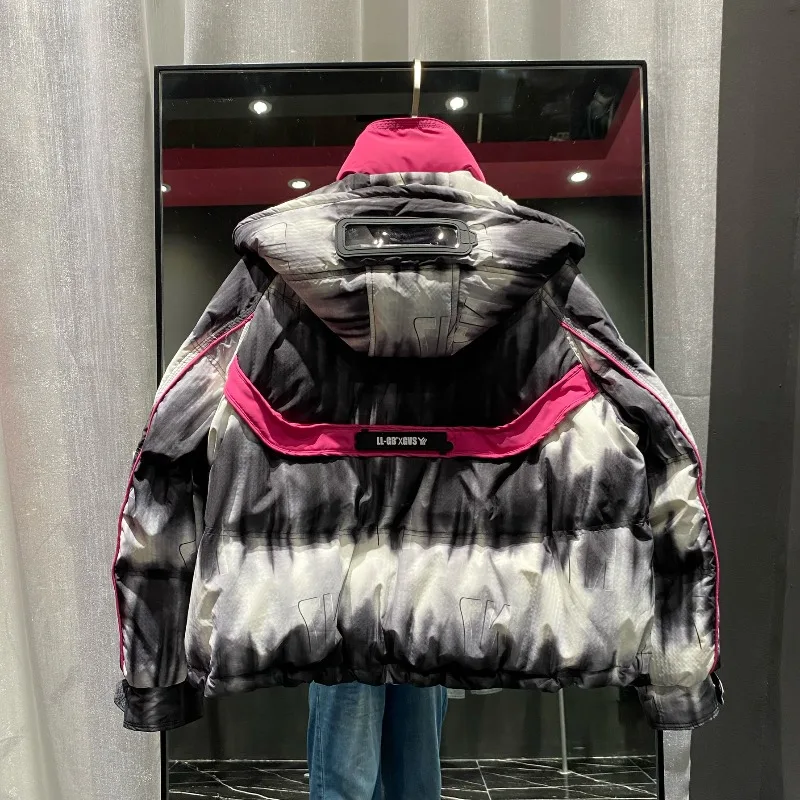 Winter New Women's Tie-dye Printed Down Jacket Thickened White Duck Down Super Good-looking Short Trendy Jacket Women's Clothing