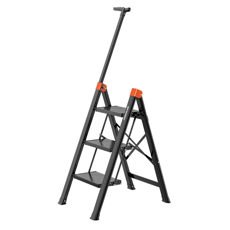 Household multi-functional folding telescopic ladder thickened aluminum alloy herringbone ladder three-step staircase