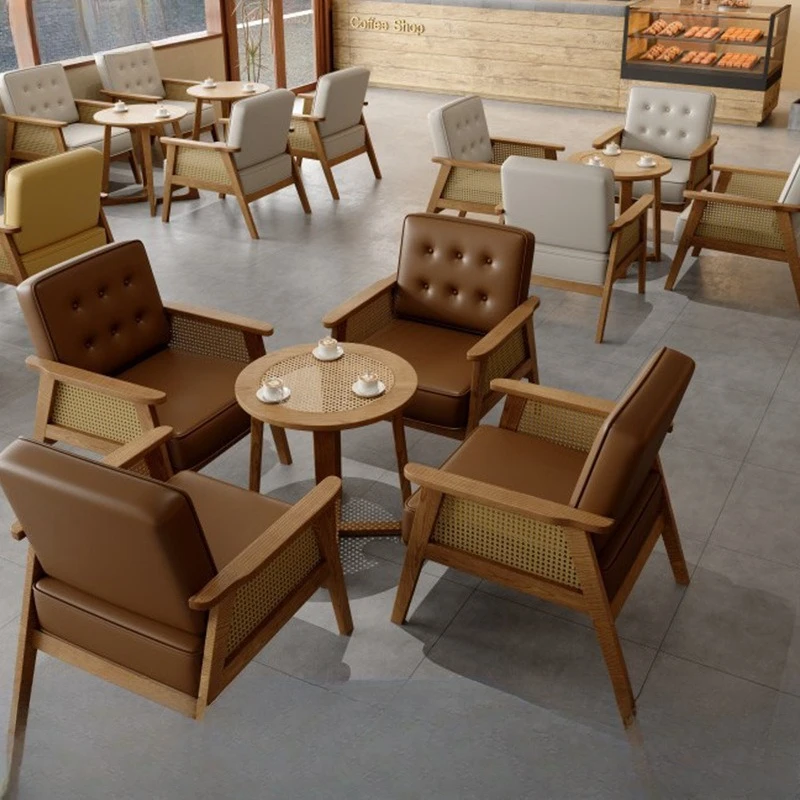 

Rattan solid wood cafe tables and chairs negotiate leisure area tables and chairs Nordic