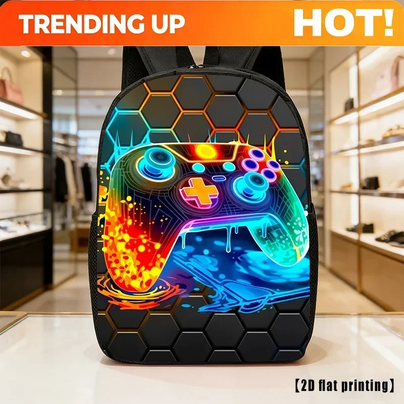 Custom Bag Lightweight Large-Capacity Unisex Backpack With Adjustable Shoulder Straps & Colorful Game Controller Print - Suitabl