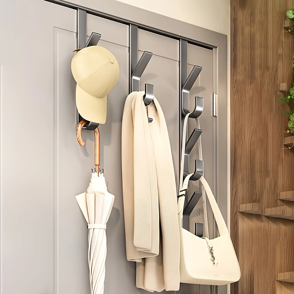 

1pc 5 Hooks Storage Rack Behind The Door Portable Wardrobe Coat Hook Coat Hook Hanger Cabinet Wardrobe Dormitory Door Hook