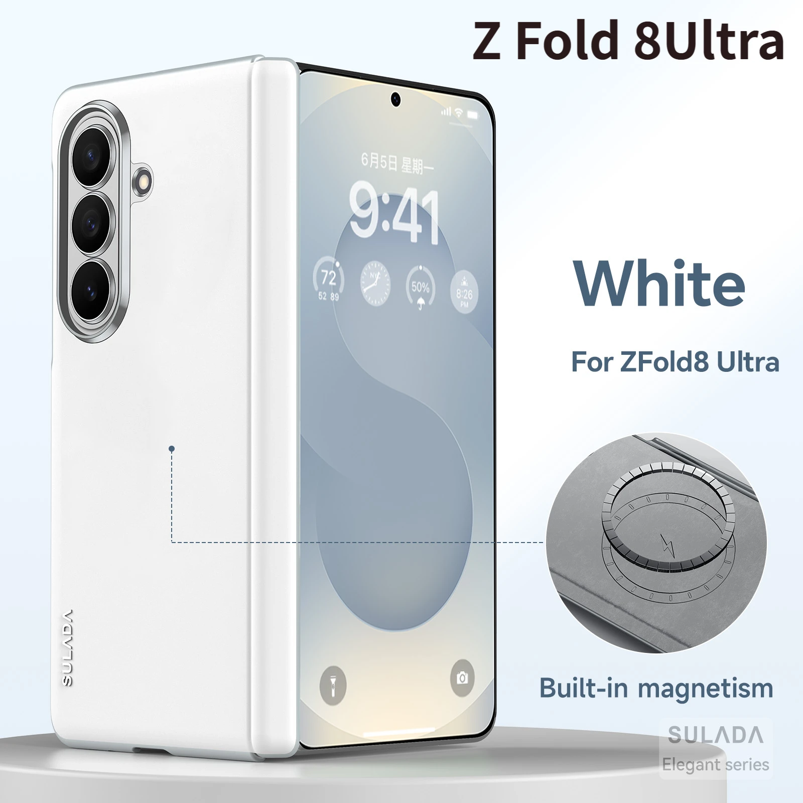High-end Premium Liquid Skin Leather Case For Samsung Galaxy Z Fold 8Ultra Hinge Magnetic Charging Anti-Fingerprint Shockproof C