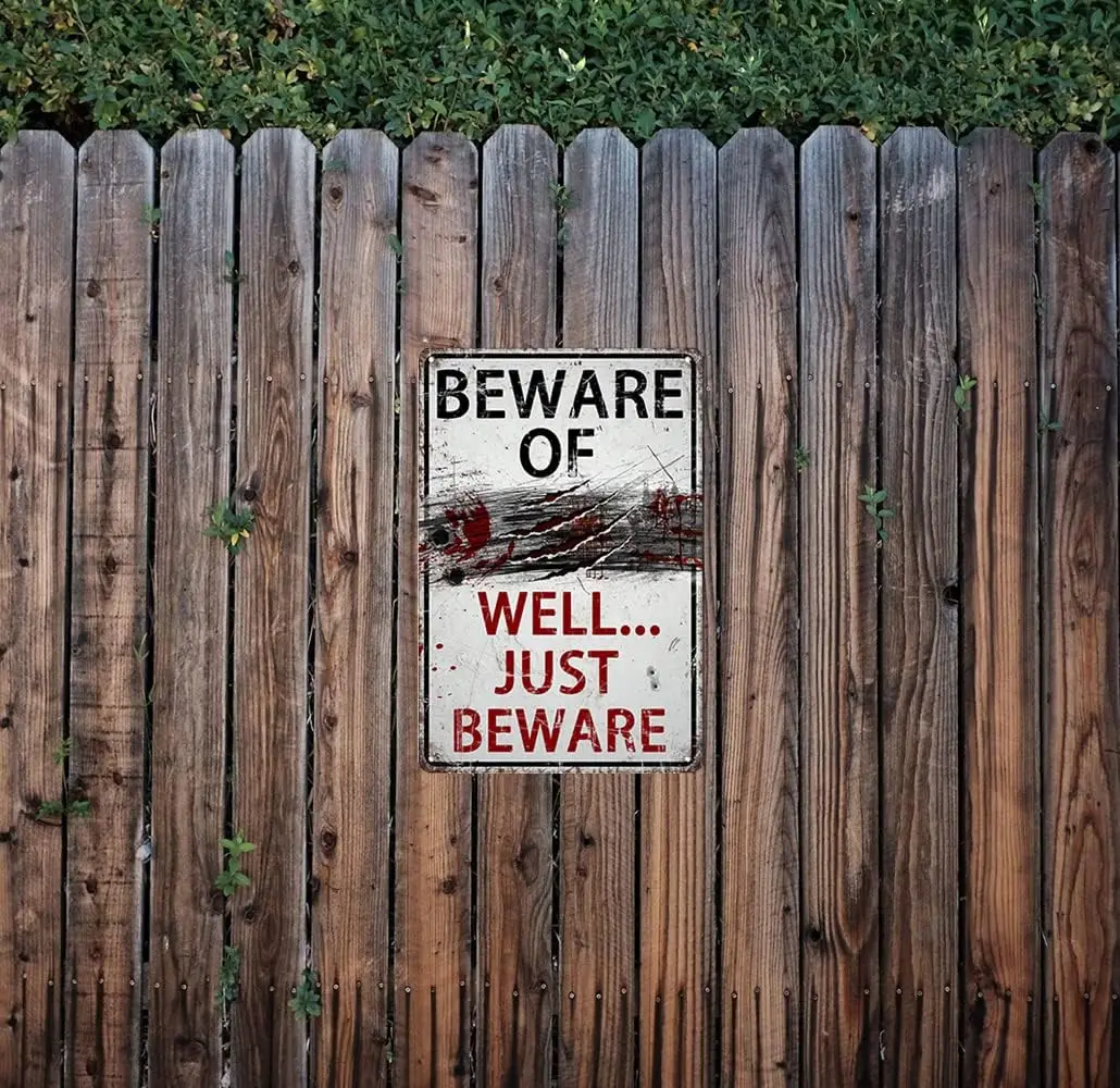 Beware of Well Just Beware Vintage Metal Tin Signs Garage Yard Home Garden Poster Wall Art Pub Bar Wall Decor Outdoor