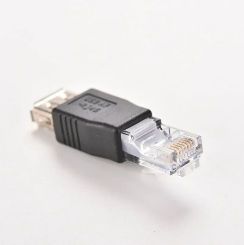 1 stks Crystal Head RJ45 Male naar USB 2.0 AF EEN Vrouwelijke Adapter Connector Laptop LAN Netwerkkabel Ethernet Converter plug